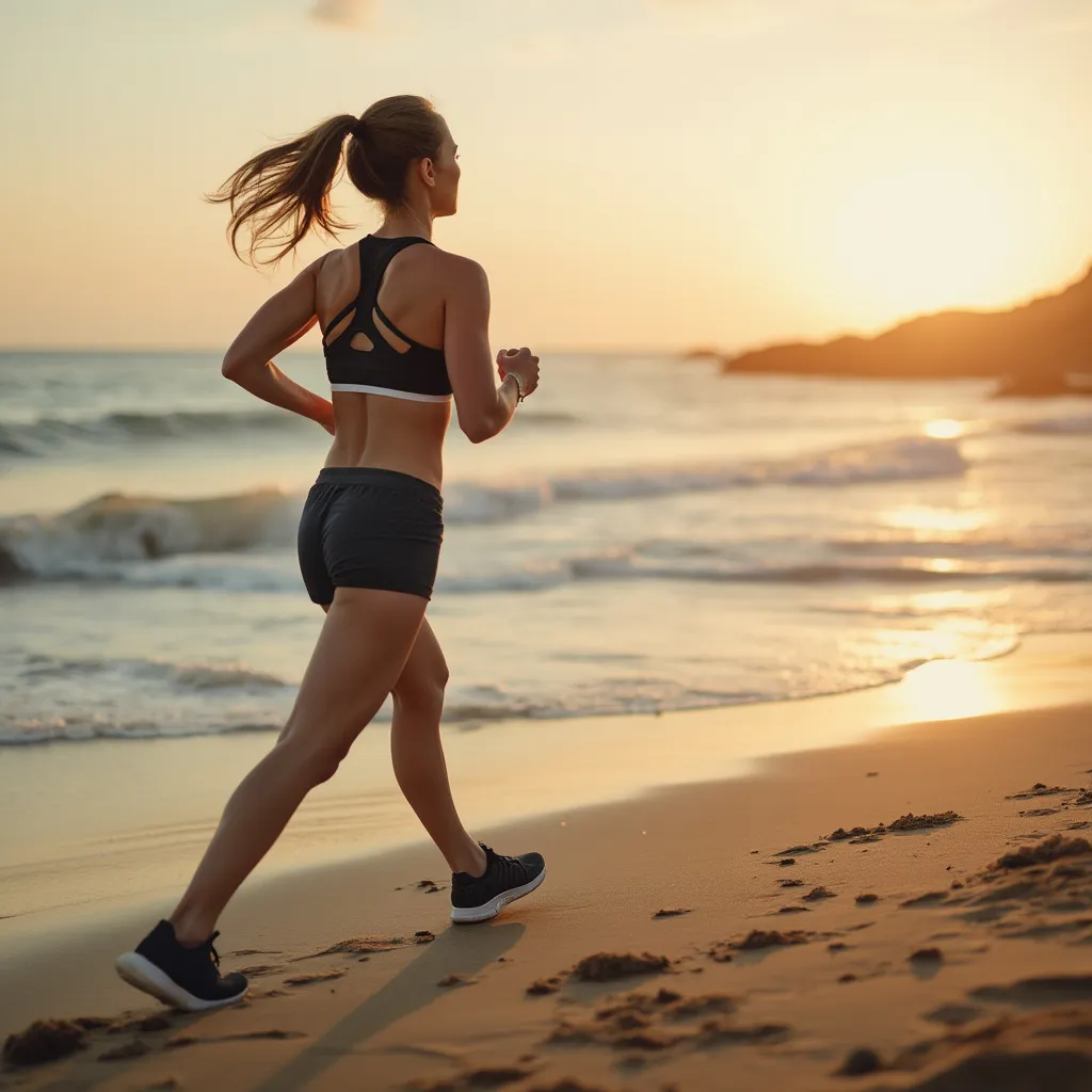 Maria a correr na praia